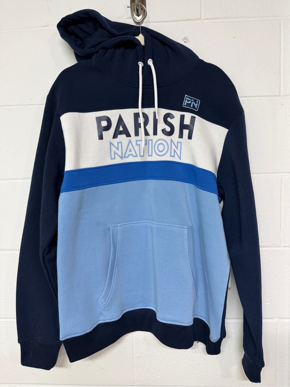Parish Nation Men's Navy, Light Blue & White Colorblock Hoodie